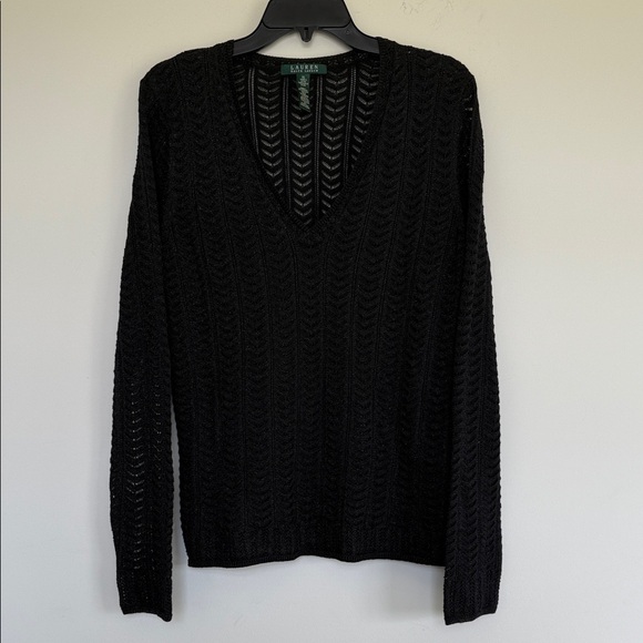 Ralph Lauren Black V-Neck Sweater - Picture 1 of 6